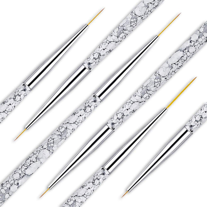 SILPECWEE 6Pcs Fine Nail Art Liner Brush Set Detailing Striping Blending Acrylic Nail Painting Flower Pen Manicure Accessories (5/7/9/11/15/20) NO1 - BeesActive Australia