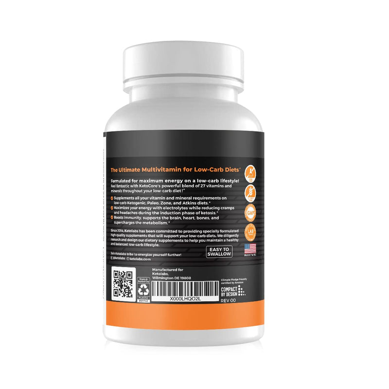 Ketolabs Ketocore Keto Vitamins | Keto Multivitamin for Women & Men | Keto Supplements & Pills for Ketosis, Low Carb & Carnivore Diets | No Keto Flu | Rich in Magnesium & Potassium | 60 Capsules 60 Count (Pack of 1) - BeesActive Australia