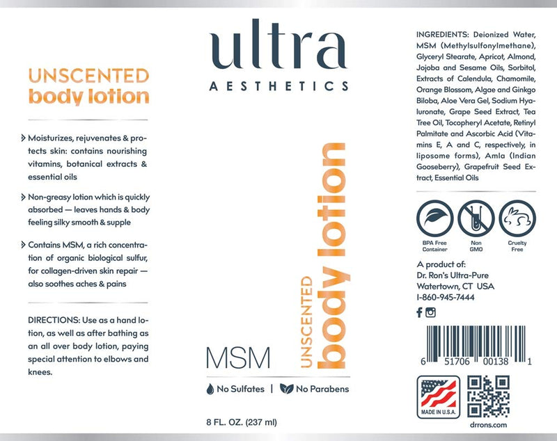 Ultra Aesthetics - Body Lotion Unscented - 8oz - BeesActive Australia