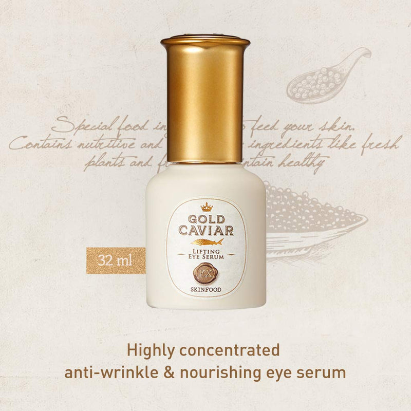 SKINFOOD Gold Caviar EX Lifting Eye Serum 32ml - Concentrated Caviar & Gold with Nourishing Eye Essence for Dry, Sagging, and Aging Skin - Best Illuminating Moisturizers for Drying Skin (1.08 fl.oz) - BeesActive Australia