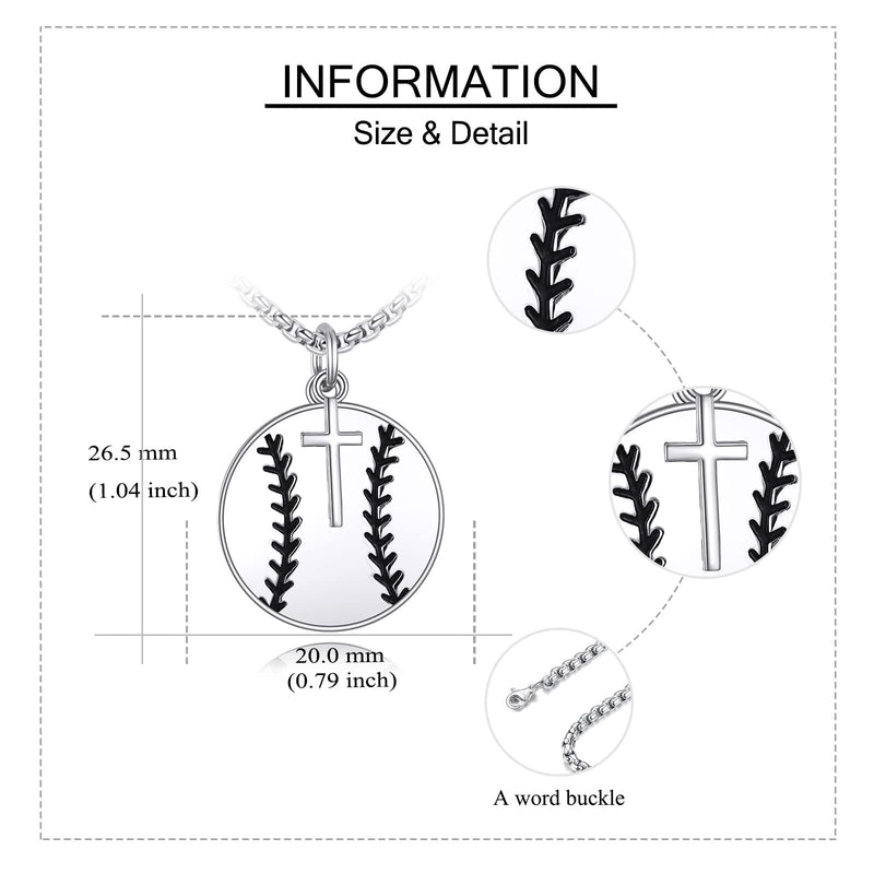 YFN Sport Necklace Sterling Silver Never Give Up I Can Do All Things Pendant Jewelry Sport Gifts for Women Men Boys Girls Baseball with Cross - BeesActive Australia