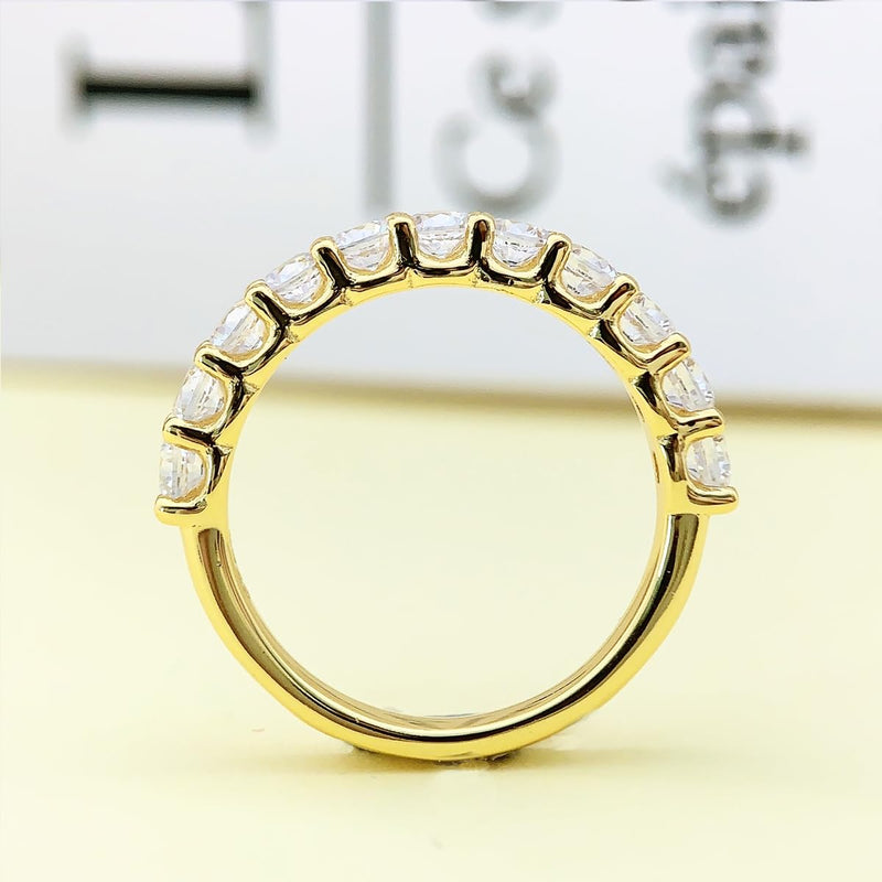 CGSRING 3mm Moissanite Wedding Band, Eternity Rings for Women, Womens Band Ring, Stackable Rings Gold 8.5 - BeesActive Australia