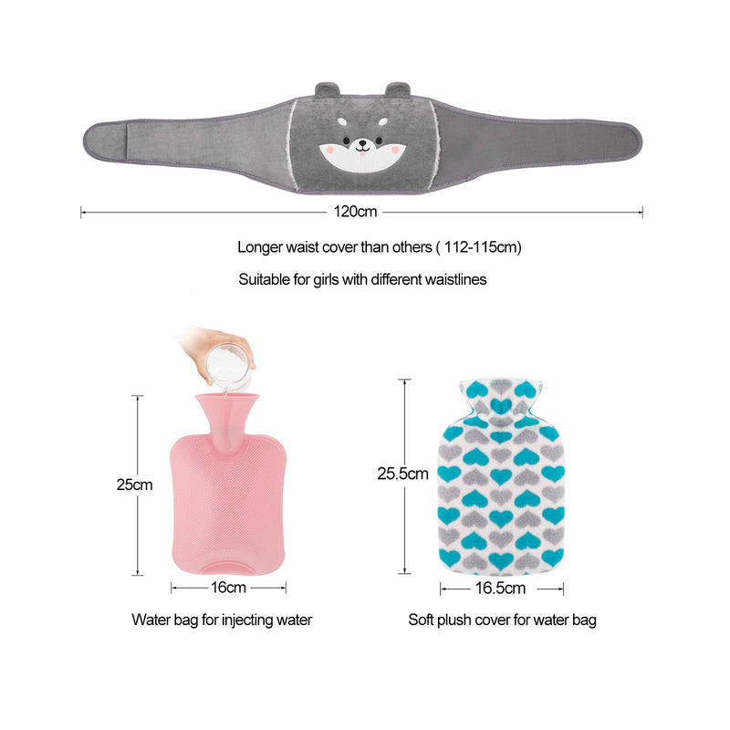 Yungden Hot Water Bottle with Waist Cover, 120cm Cute Animal Wrap Around Warm Water Bottle Belt, Wearable Hot Water Bag Pouch for Belly, Hands, Neck, Back, Shoulder, Legs and Period Cramps Pain Relief Pink-Little Bear - BeesActive Australia