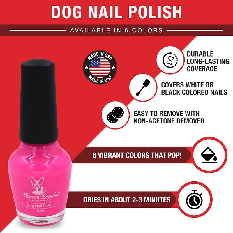 Warren London Dog Nail Polish in A Bottle Premium Coverage & Color- Made in USA- Red 0.51 Fl Oz (Pack of 1) Fire Hydrant Red - BeesActive Australia