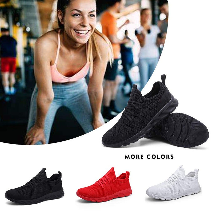 Damyuan Women's Walking Shoes Tennis Sneakers Casual Lace Up Lightweight Running Shoes 8 A Black - BeesActive Australia