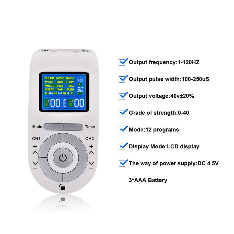 TENS & EMS Massage Device with 12 TENS Modes-Therapy Massager for Pain Muscle Back Neck Stress Sciatic Relief Muscle Nerve Stimulators - BeesActive Australia