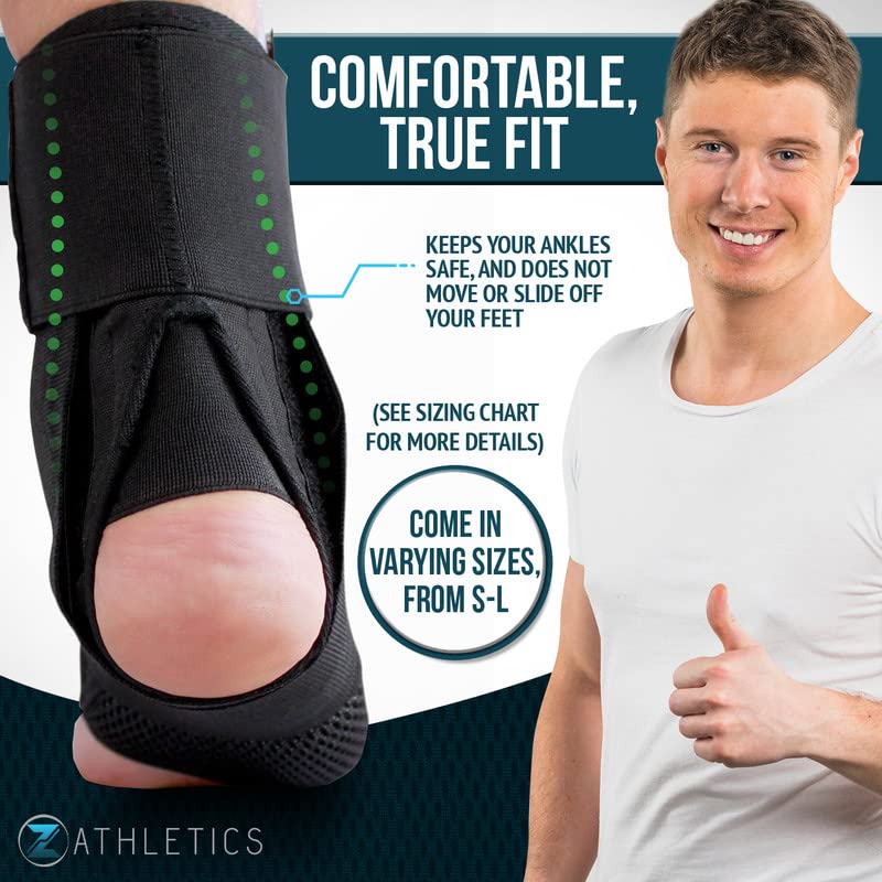 Z ATHLETICS Zenith Ankle Brace, Lace Up Adjustable Support – for Running, Basketball, Injury Recovery, Sprain! Ankle Support Wrap for Men, Women, and Children (Black, Medium) Medium (Pack of 1) Black - BeesActive Australia