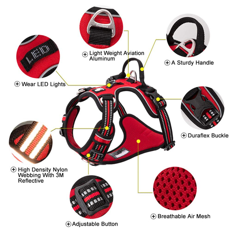 TRUE LOVE Dog Harness No Pull Nylon Reflective Pet Harness Adjustable Comfortable Control Step-in Brilliant Colors Truelove TLH56512 XS Blue - BeesActive Australia