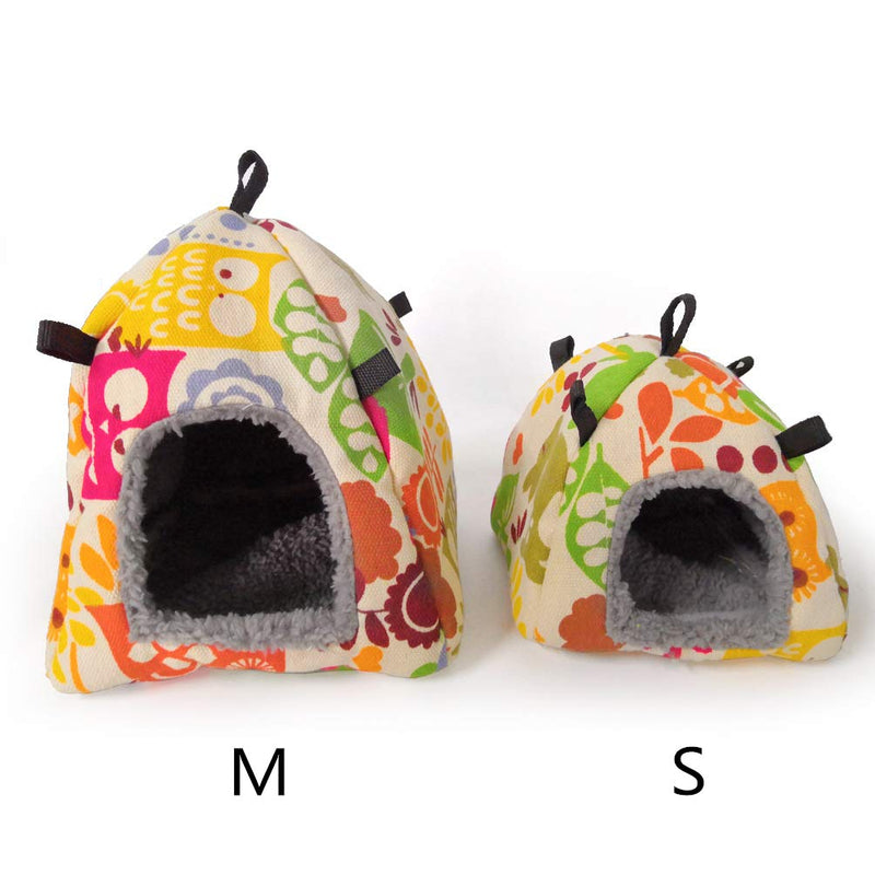 Bird Plush Hammock Parrot Hanging Snuggle Cave Happy Hut Tent for Parakeet Cockatiel Conure Lovebird Budgie Hamster Gerbil Rat Chinchilla Squirrel Cage Medium Beige Pattern - BeesActive Australia