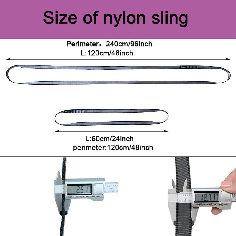 FOSER 18mm Nylon Climbing Sling Runner, 23KN Nylon Rope,Apply to Rock Climbing, Mountaineering, Hiking, Downhill, Emergency Equipment, etc Green(2pcs) 120cm/48inch - BeesActive Australia