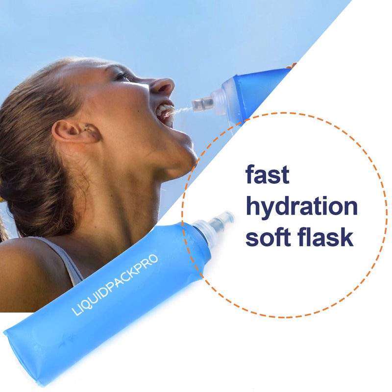 LIQUIDPACKPRO 500 ml Soft Water Bottle 17 oz Soft Flask Portable for Running, Ultra Marathon, Hiking and Cycling - BeesActive Australia