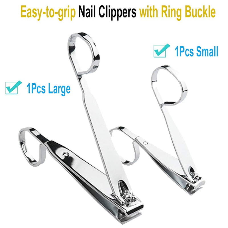 SANJINFON 6Pcs Nail Clippers: 360 Degree Rotating Toe Nail Clippers, Large & Small Easy Grip Nail Clippers w Straight Cutting Edge, Sharp Toenail Clippers for Men & Thick Toenails, Nail Files (6 IN 1) 6 IN 1 - BeesActive Australia