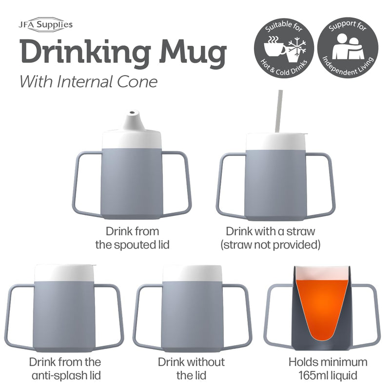 JFA Supplies 2 Handles 165ml Grey Adult Drinking Mug/Drinking Cup/Sippy Cup/Non Spill Cup - BeesActive Australia