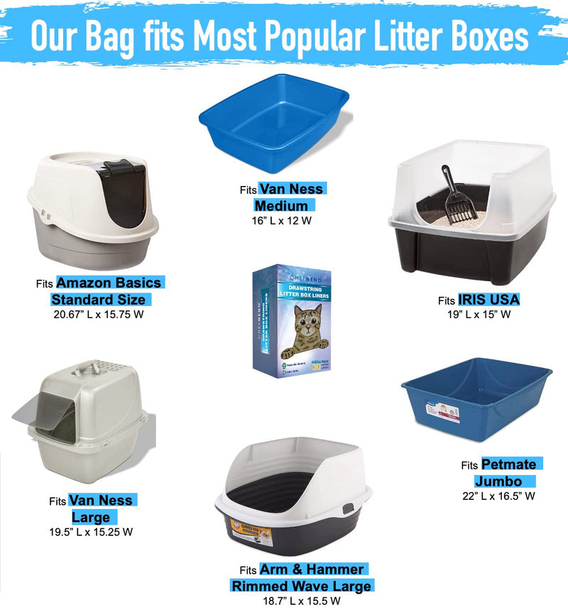 Cat Litter Box Liners Drawstring XL (30 Bags) 39" x 17" Super Jumbo Scratch Resistant Extra Heavy 2 Mil Litter Tray Cat Box Liner Bags (30 Count) Large - BeesActive Australia