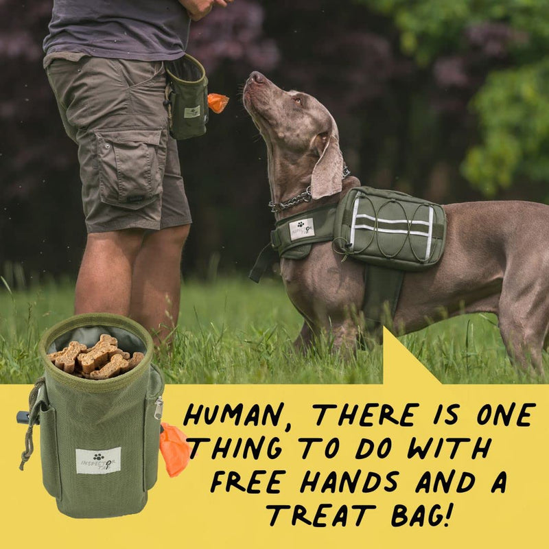INSPECTOR TAIL 2 Pack Dog Saddle Bag & Treat Pouch as Hiking Gear Accessories. Waterproof Lightweight & Reflective Backpack w Pockets for Outdoor Travel & Camping for Medium & Large Dogs Range 44-88lb - BeesActive Australia