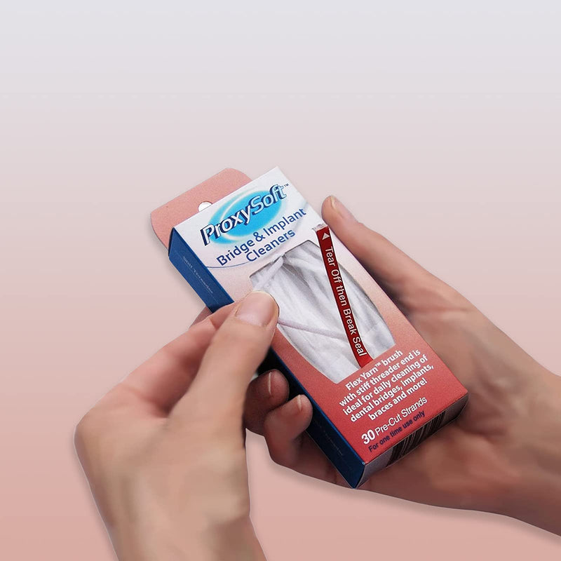 Dental Floss for Bridges and Dental Implants for Optimal Oral Hygiene - Floss Threaders for Bridges and Implants with Extra-Thick Proxy Brush - Bridge and Implant Cleaners (2 Packs) by ProxySoft - BeesActive Australia