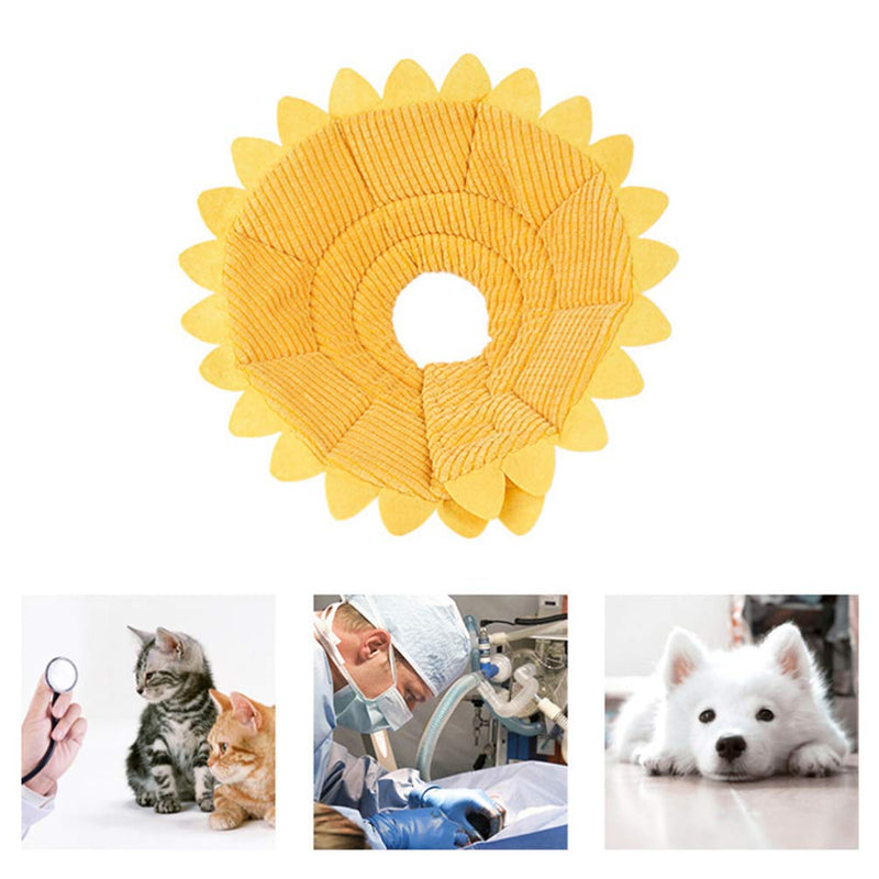 POPETPOP Pet Protective Recovery Collar - Adjustable Sunflower Shape Elizabethan Cat Cone Collar, Cute Soft Cone After Surgery Neck Collar for Cats and Small Dogs S - BeesActive Australia