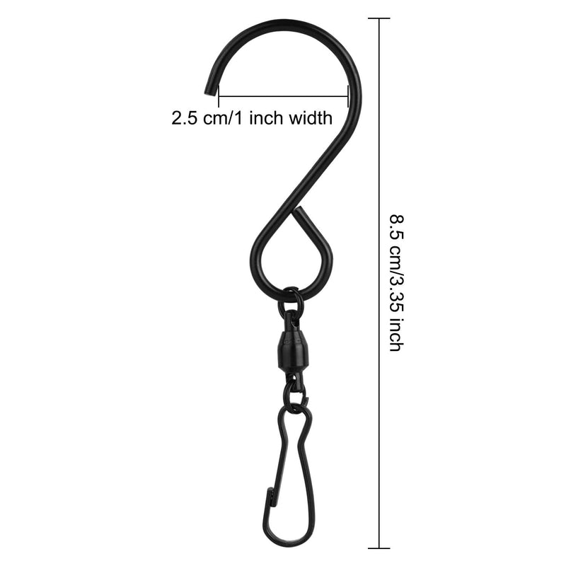 KUUQA 12 Pack Swivel Hooks Clips Wind Spinner S Hook Clips Hanging Wind Chimes Crystal Twisters Party Supplies (Black) - BeesActive Australia