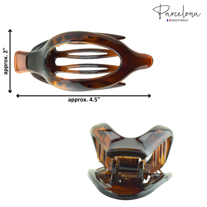 Parcelona France Wide Beak Celluloid Tortoise Shell Side Slide-in Claw Hair Clip Clamp Clutcher (Shell) - BeesActive Australia