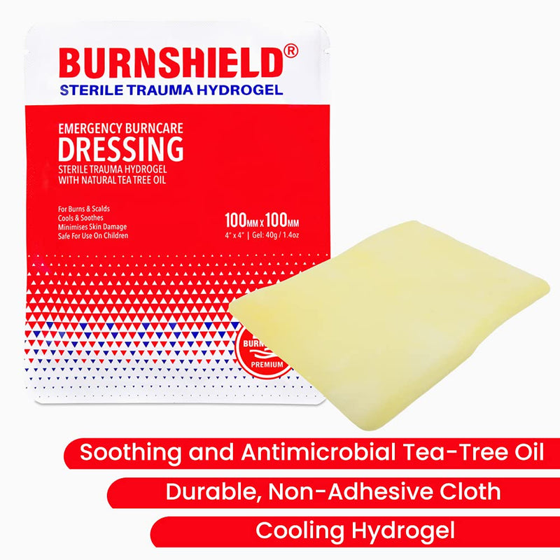 Burnshield SJA75318 Premium Sterile Emergency Burn Dressing ,White,4"x4" (10cm x 10cm)"Cools The Burn" 10 x 10 cm Single - BeesActive Australia