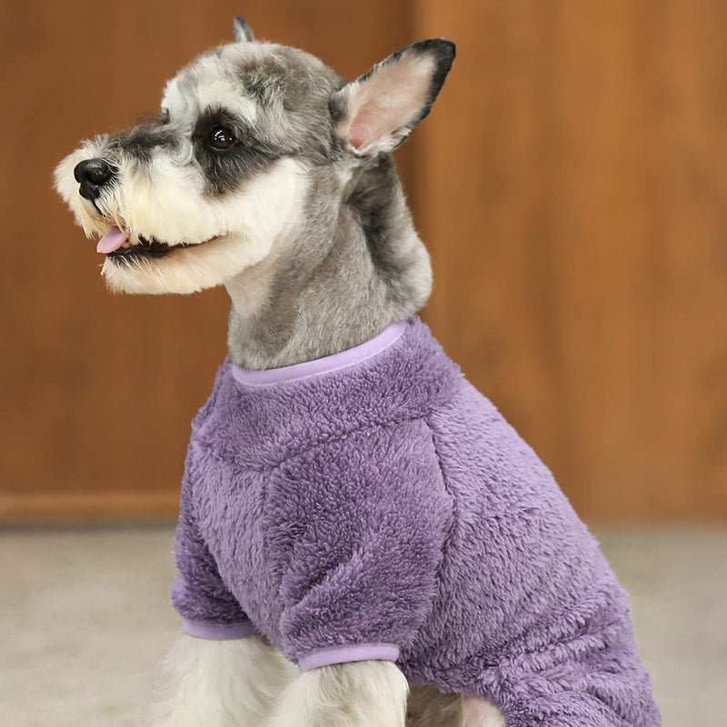 Fitwarm Dog Fuzzy Velvet Pajamas, Dog Winter Clothes for Small Dogs Boy Girl, Pet Jumpsuit, Cat Apparel Medium Purple - BeesActive Australia