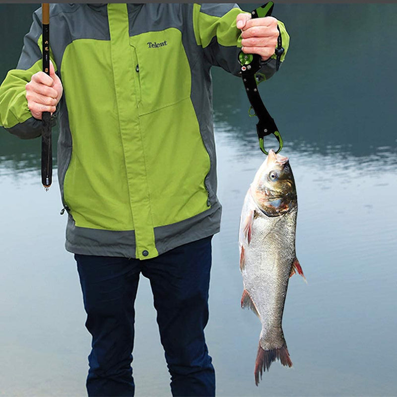 Night Cat Folding Fishing Lip Gripper Grabber Grip with Sheath Foldable Collapsible Fish Holder Control Accessories Portable Lightweight Aluminium Alloy 110lbs Loading Capacity green - BeesActive Australia