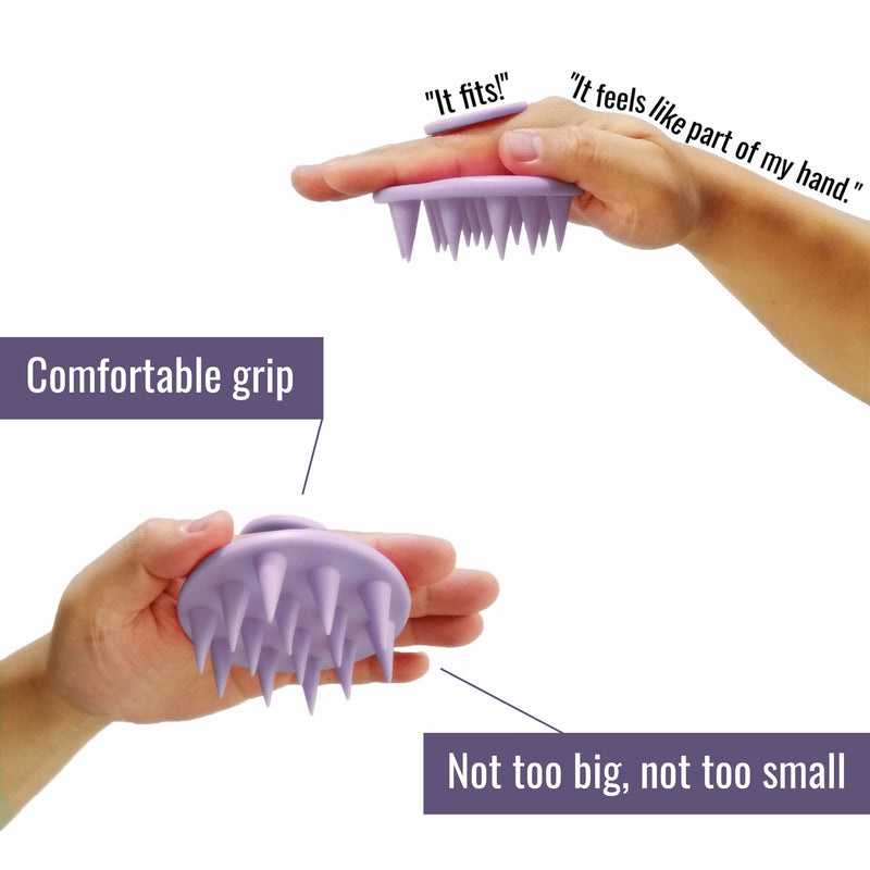 (2 Pack) Mold-free One-piece Solid Silicone, Shampoo Brush Head Massager Scalp Scrub, Scalp Massager Hair Growth, by WAKISAKI (Purple) Purple - BeesActive Australia