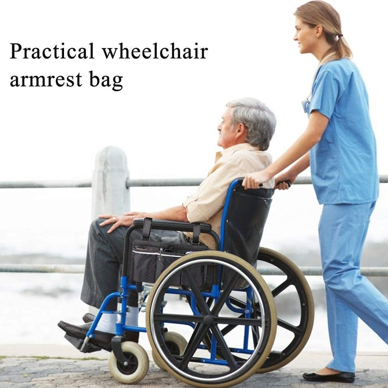 QUCUMER Wheelchair Bag with Pockets Mobility Aid Wheelchair Accessories Bag Wheelchair Side Storage Bag Universal Waterproof Armrest Side Bag Armrest Side Organizer for Mobility Scooter Walking Frame - BeesActive Australia