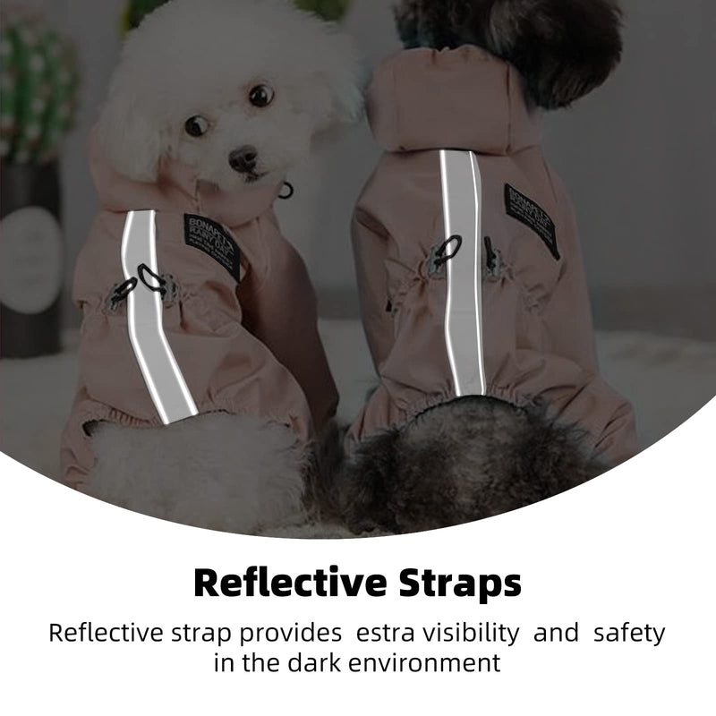 Dog Rain Jacket Adjustable Puppy Dog Raincoats Waterproof Dog 4 Legs Raincoats Coat for Small Medium Dogs Poncho with Reflective Strap Pet Raincoat with Reflective Stripe and Leash Hole Large Pink - BeesActive Australia