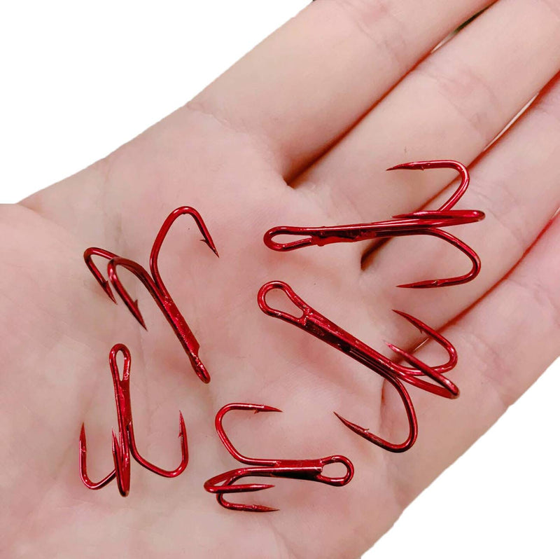 [AUSTRALIA] - JSHANMEI Fishing Treble Hooks Kit - High Carbon Steel Hooks Strong Sharp Round Bend Treble Fishing Hooks for Hard Bait Lures Saltwater Freshwater Fishing 50pcs/kit 