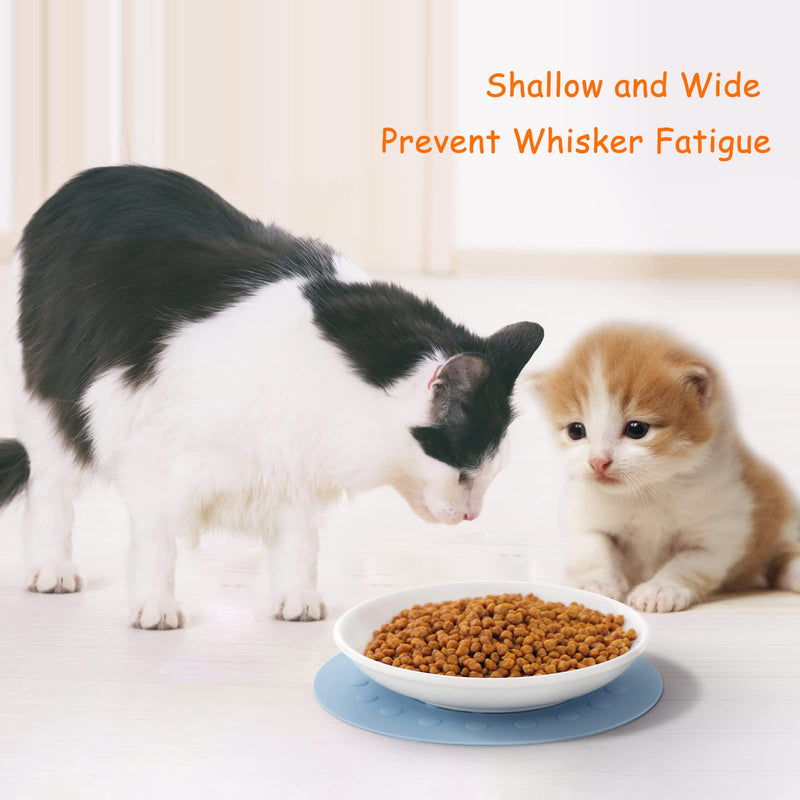 Ceramic Cat Food Plates: Cat Wet Food Bowls Cat Feeding Wide Bowls to Stress Relief of Whisker Fatigue Cat Dishes White & Black - BeesActive Australia