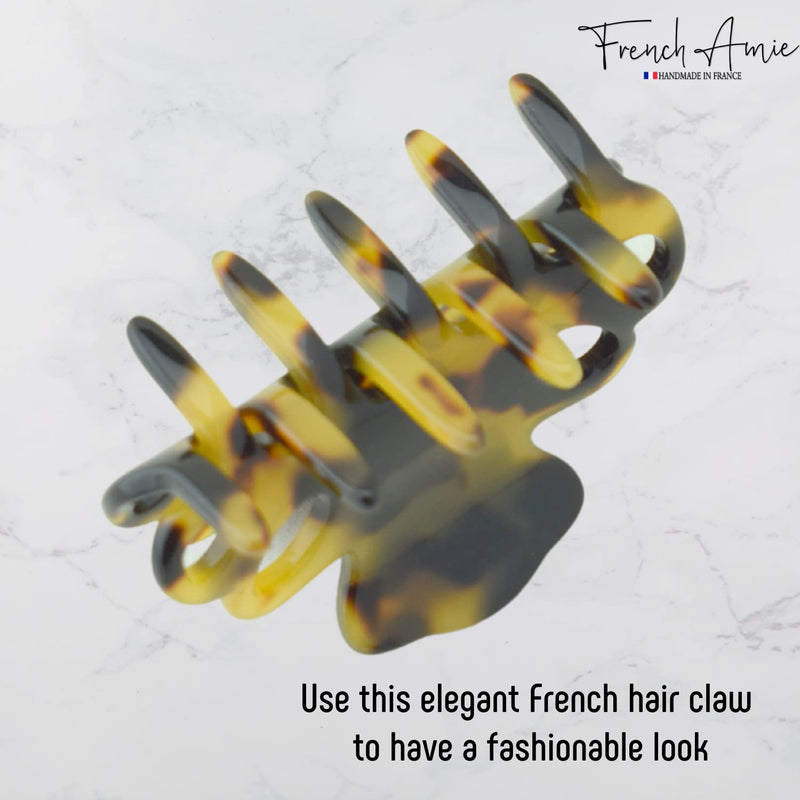 French Amie Orchids Small 2" Tokyo Handmade Cellulose Acetate Flexible Jaw No Slip Grip Covered Spring Hair Claw Clip Clamp Clutcher for Women and Girls, Made in France (Tokyo) - BeesActive Australia