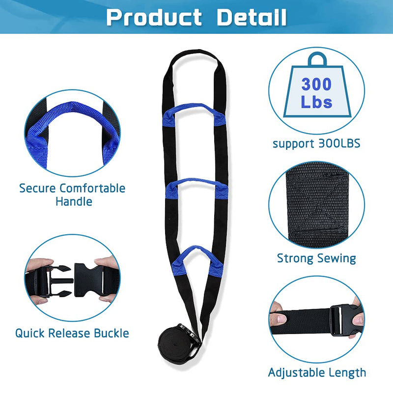 NEPPT Bed Ladder Assist - Pull Up Bed Rope Ladder Beds Rails Assist Strap for Elderly and Seniors Bedridden Patients Lifting Assistance with Handle Adjustable Sit Up Helper Safety Bedside Hand Grips Black - BeesActive Australia