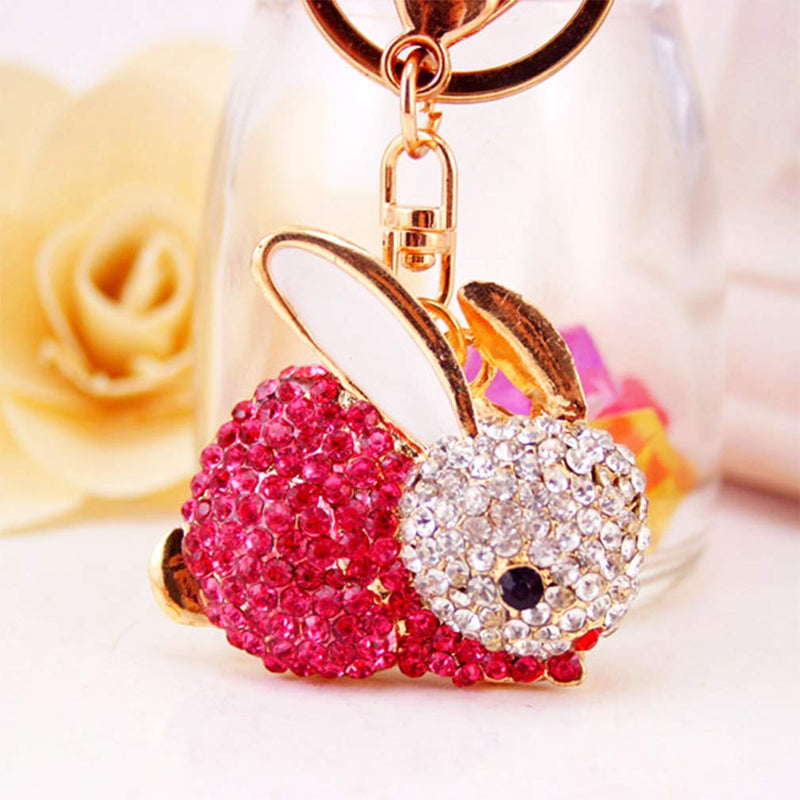 Grtdrm Cute Rabbit Shape Crystal Rhinestone Sparkling Keychain Bag Pendant Handbag Charm for Women Girls Pink - BeesActive Australia