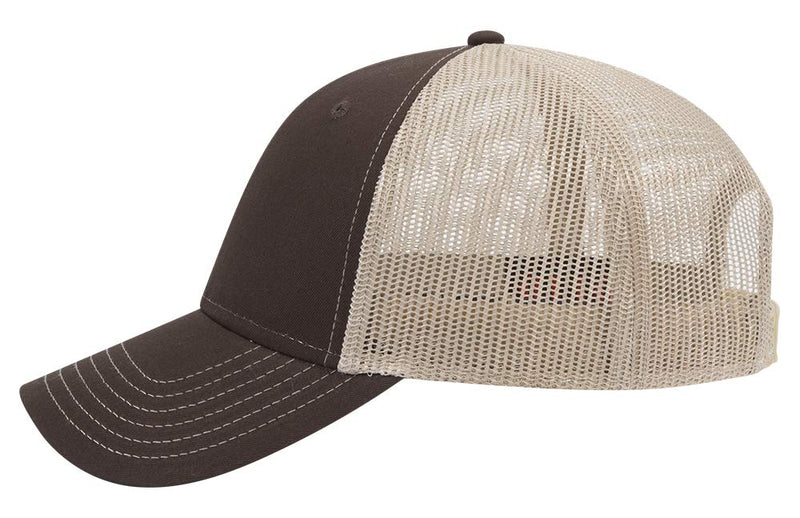 OTTO 6 Panel Low Profile Contrast Vertical Mesh Back Cap One Size Dk.brn/Dk.brn/Kha - BeesActive Australia