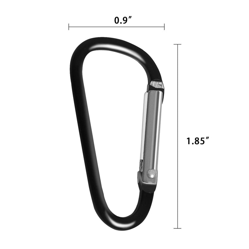 Aluminum Locking Carabiner Spring Clips Hook Keychain D Shape Buckle Pack Black - BeesActive Australia