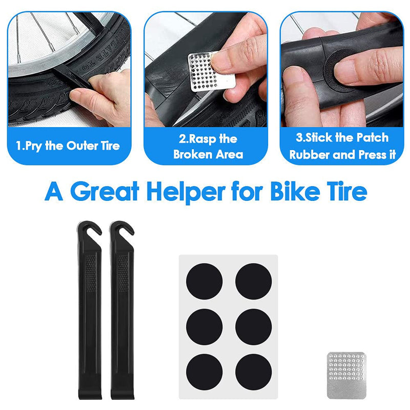 WOTOW Bike Tire Repair Tool Kit, Waterproof Frame Storage Bag & Mini Bike Pump & 11 in 1 Multitool & Bicycle Tyre Lever Patch Portable Repair Tool Accessories Set for Road Mountain BMX Cycling - BeesActive Australia
