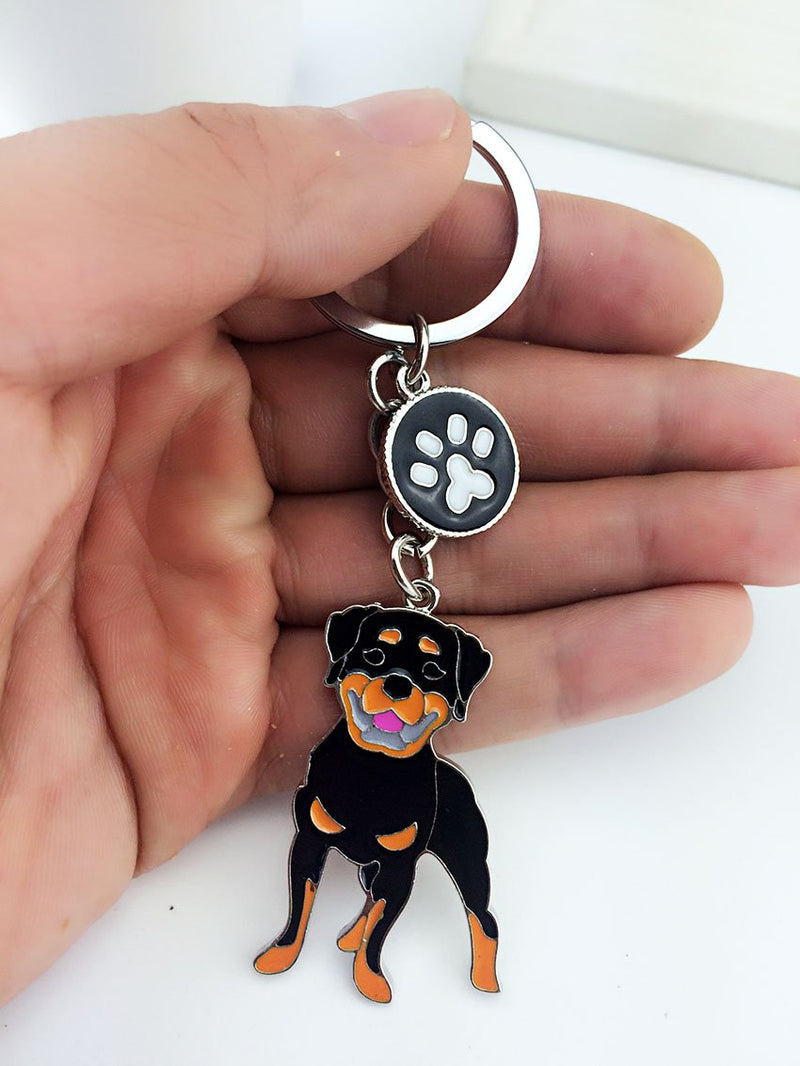 BBEART Dog Keychain Ring, Cool Cute Pet Dog Keyring Bag Charm Mini Metal Key Ring Keyfob Rottweiler - BeesActive Australia