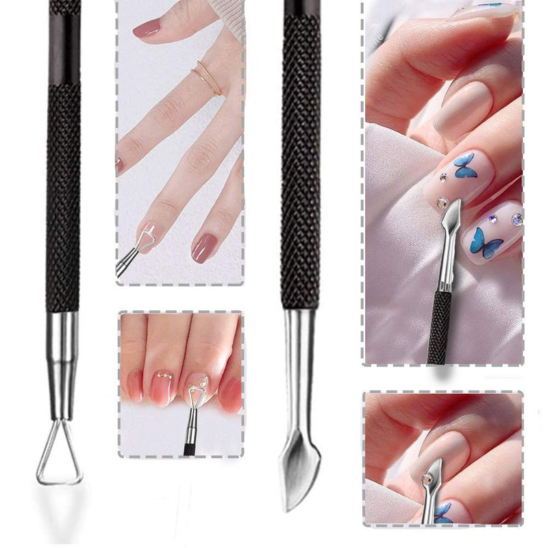 SKYPIA Cuticle Pusher Polish Remover Stainless Steel Double Ended Nail Trimmer Manicure Tool Set Nail Gel Peeler Scraper Cleaner Pedicure Kit for Fingernail and Toenail - BeesActive Australia