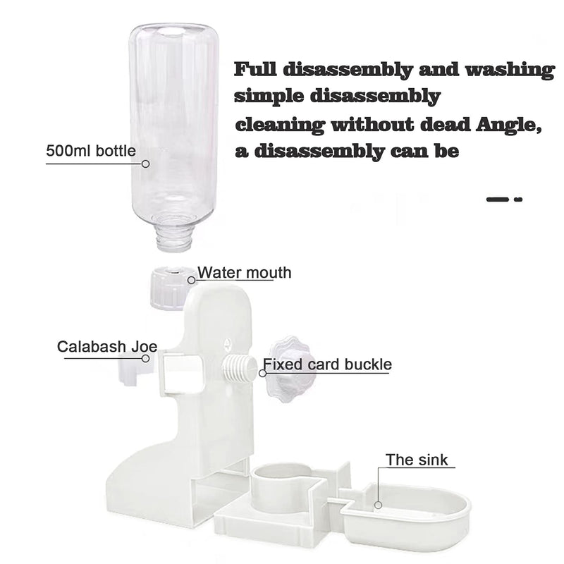 HERCOCCI Rabbit Hay Food Bin Feeder and Bunny Water Bottle Set, Hay Food Feeder Bowls Manger Rack with 500ml Hanging Water Dispenser Prevent Knock Over for Rabbit Guinea Pig Chinchilla Large WHITE - BeesActive Australia