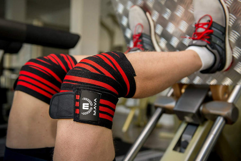 Mava Sports Knee Wraps for Cross Training WODs Compression & Elastic Support Red - BeesActive Australia