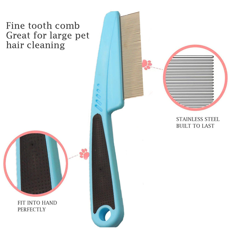 2 Pcs Flea Comb,Dog Comb Cat Comb Dog Hair Comb Pet Combs Pet Grooming Comb Flea Lice Comb Cat Grooming Supplies for Dog/Cat/Small Pets (Blue and Green) - BeesActive Australia