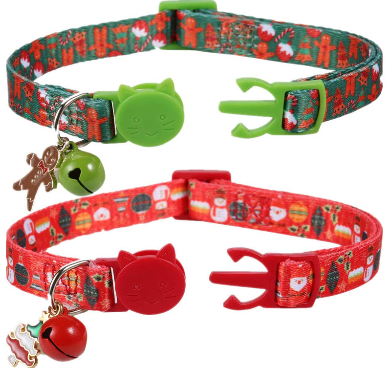 BoomBone Set of 2 Cat Christmas Collar with Cute Pendants, Breakaway Puppy Collar with Bell - BeesActive Australia