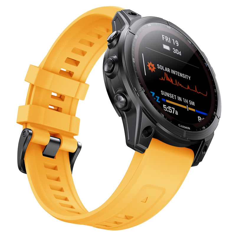 ANCOOL Compatible with Garmin Fenix 7X Band, 26mm Easy-fit Soft Silicone Watch Band Replacement for Fenix 5X/Fenix 6X/Fenix 5X Plus/Fenix 6X Pro Smartwatch Yellow - BeesActive Australia