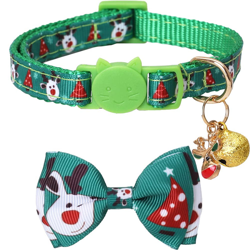 Lamphyface Christmas Cat Collar Breakaway with Bow Tie and Bell for Kitty Adjustable Safety Red+Green - BeesActive Australia