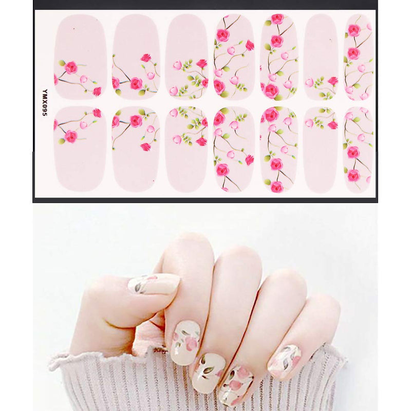 SILPECWEE 6 Pieces Adhesive Nail Polish Stickers Strips And 1Pc Nail File Flower Nail Wraps Decals Manicure Kit For Women - BeesActive Australia