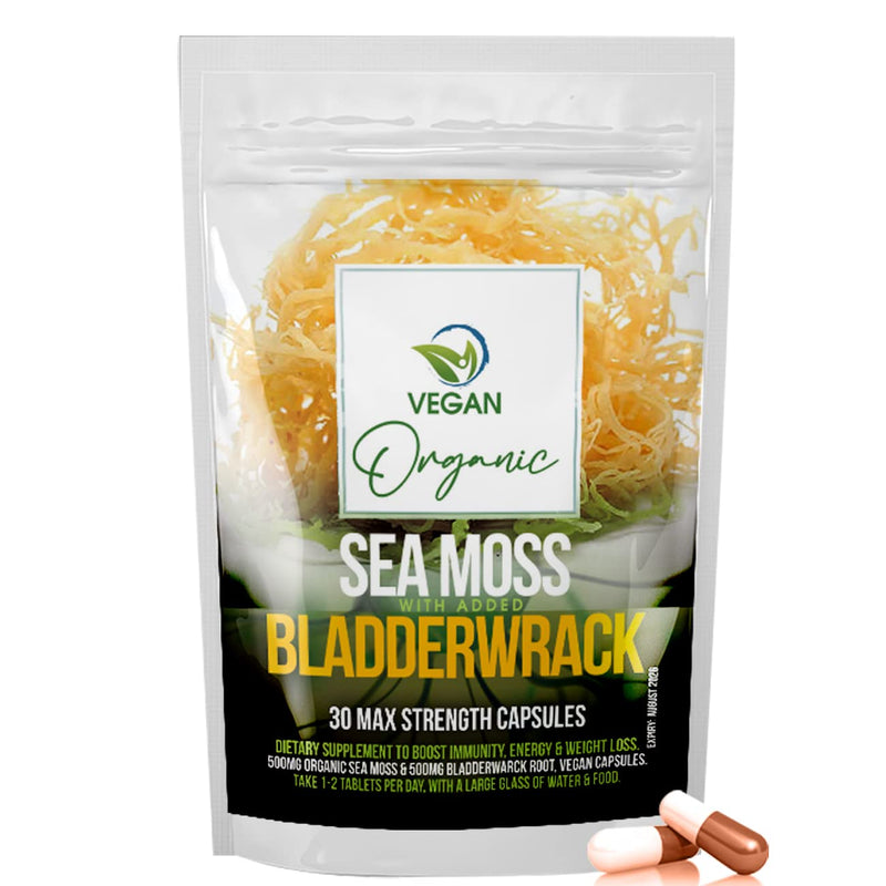 Sea Moss & Bladderwrack Capsules - 30 Vegan Capsules - Organic Irish Sea Moss Gluten Free and Immunity Booster - BeesActive Australia