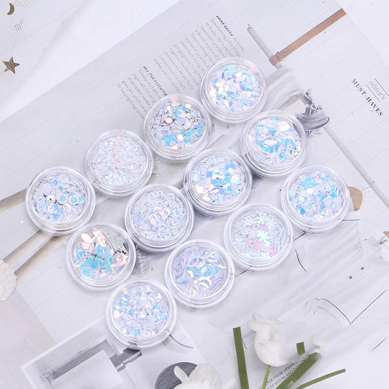 GOTONE 48 Boxes Nail Sequins, Mix Shaped Holoqraphic Paillette Iridescent Manicure Make Up DIY Decoration for Face Body Cellphone Case Style2 - BeesActive Australia