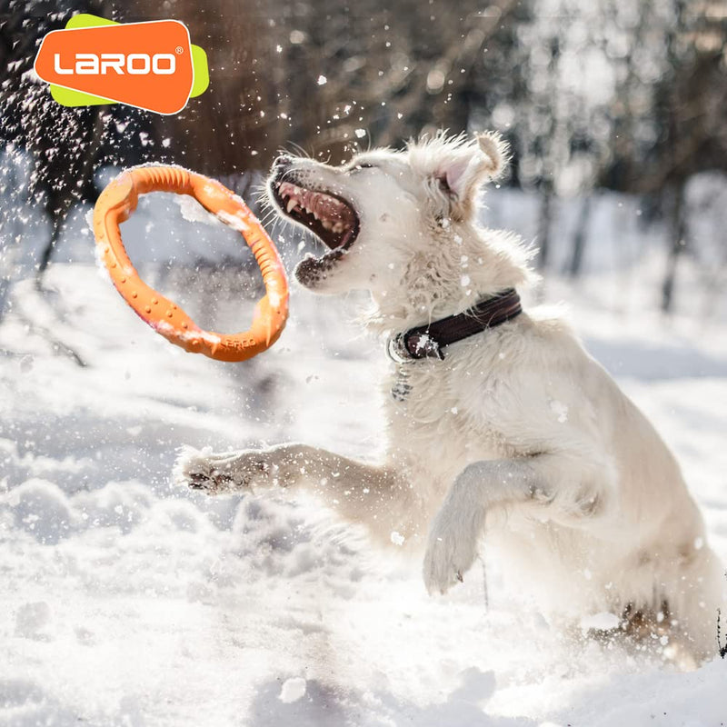 LaRoo Dog Flying Ring Toys, Floating Flying Dog Disc Toys, Summer Pet Training Outdoor Durable Chew Toys for Medium and Large Dogs Orange-L - BeesActive Australia