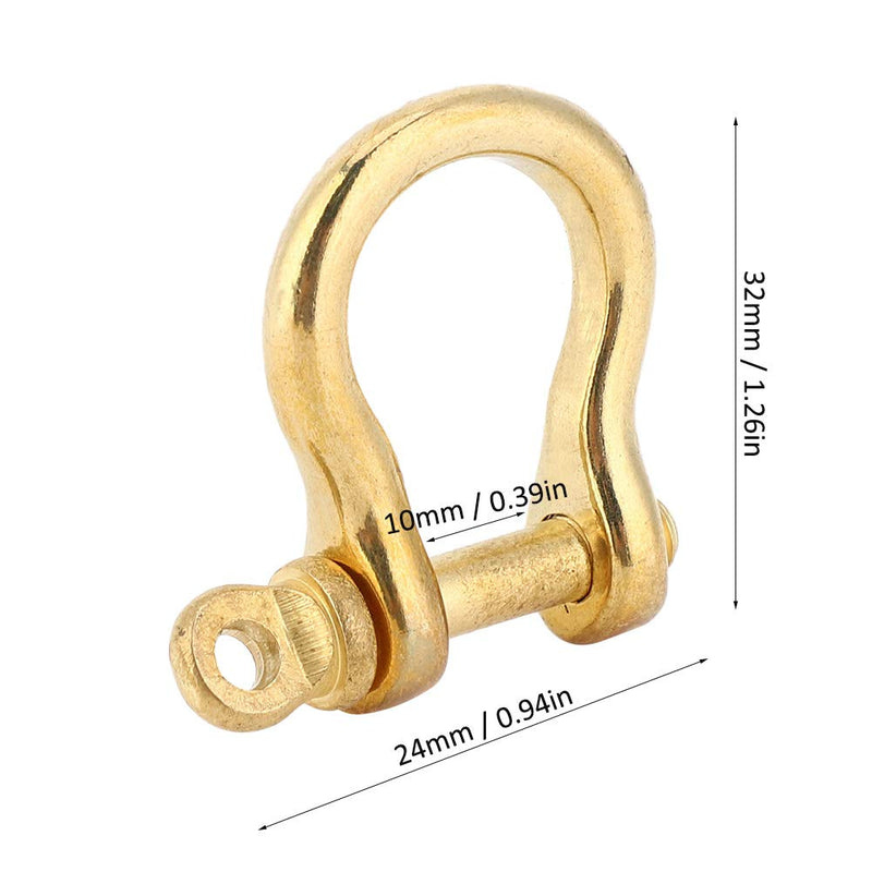 Hztyyier 2Pcs D-Ring Shackle Pure Brass Screw Pin Anchor Shackle Bow Shackle U Type Fob KeyHook, 10mm - BeesActive Australia